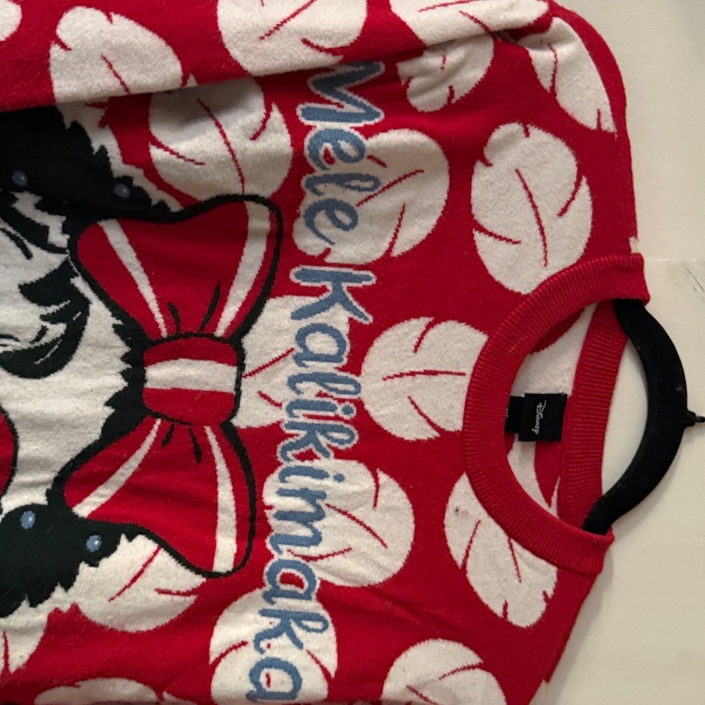 Disney Red and White Mele Kalikimaka Sweater women XS - Picture 4 of 5